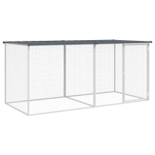 (anthracite, 203 x 98 x 90 cm) vidaXL Chicken Cage Farm Chicken Coop with Roof Anthracite Galvanised Steel