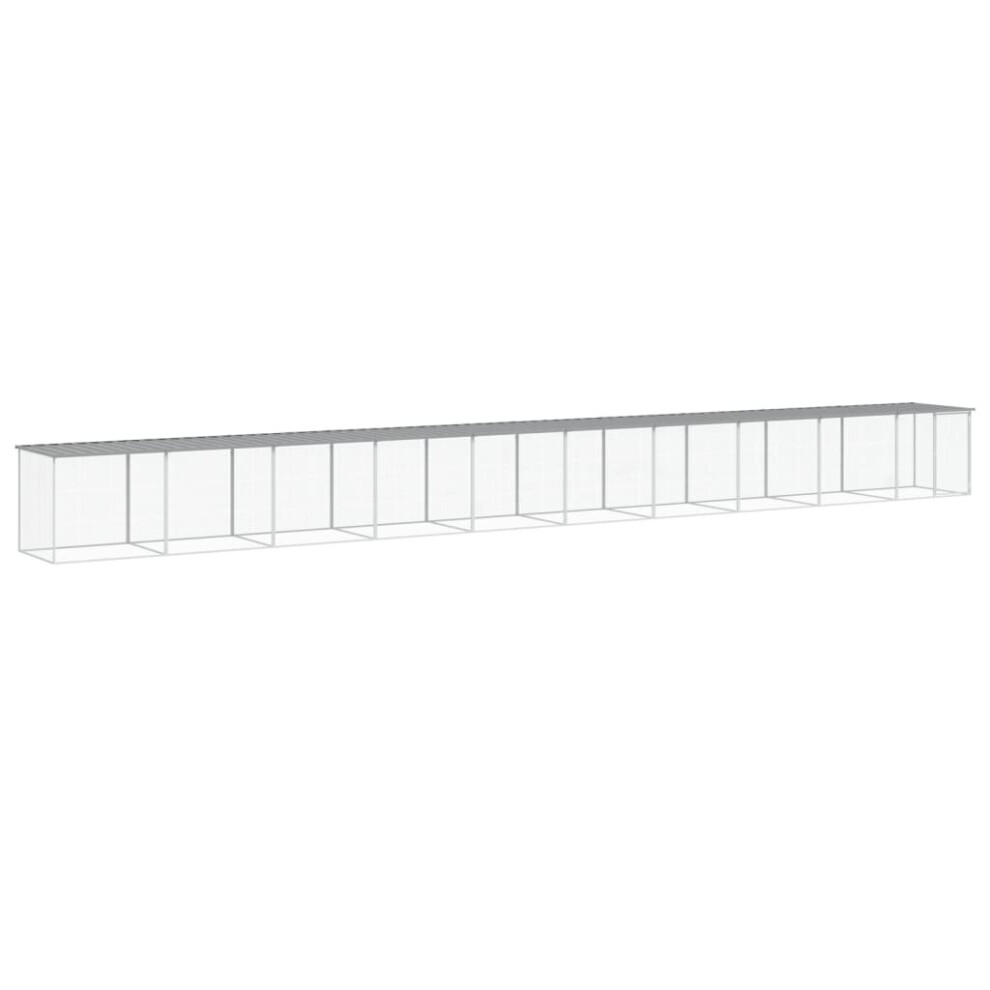 Vidaxl ( 1003 X 98 X 90 Cm) Chicken Cage Farm Chicken Coop With Roof Galvanised Steel Light/Grey/Anthracite