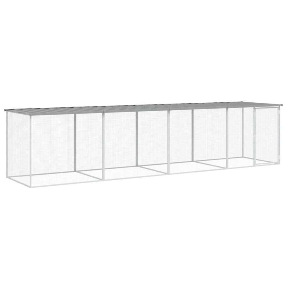 Vidaxl Light/Grey/Anthracite ( 403 X 98 X 90 Cm) Chicken Cage Farm Chicken Coop With Roof Galvanised Steel Small