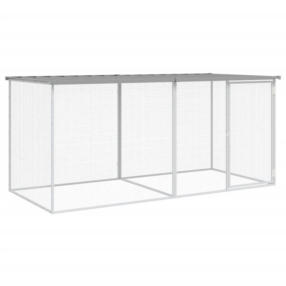 Vidaxl (Light Grey, 203 X 98 X 90 Cm) Chicken Cage Farm Chicken Coop With Roof Anthracite Galvanised Steel