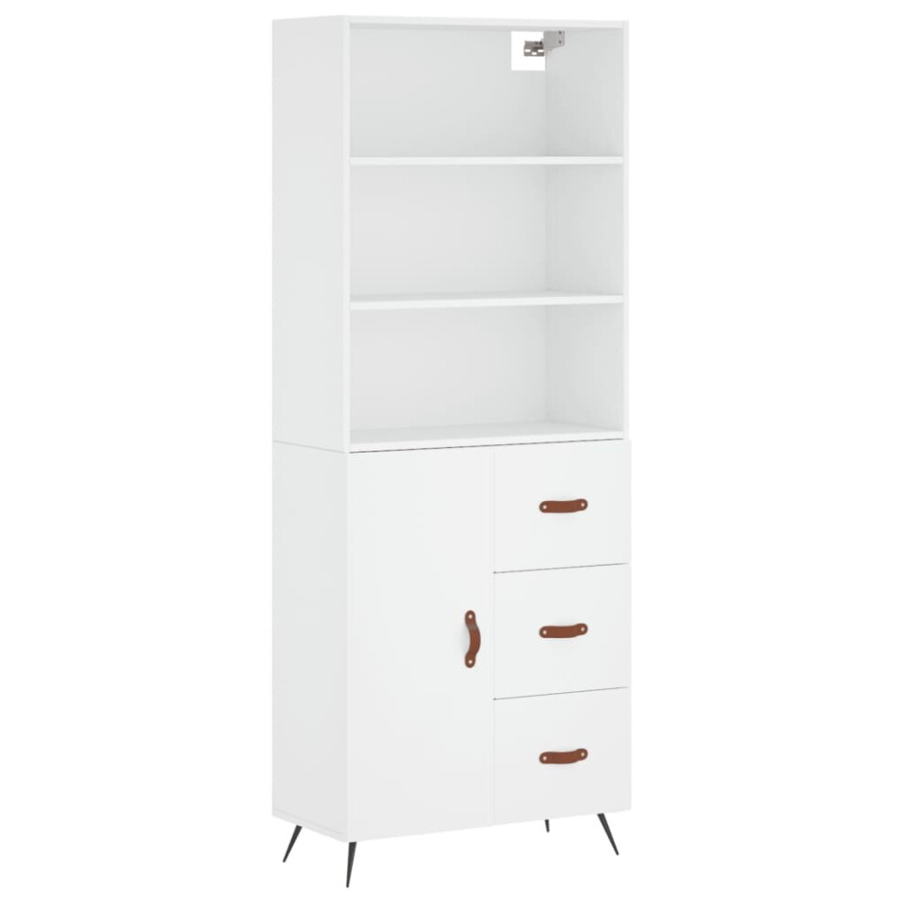 Vidaxl (, 1 Door 3 Drawers) Highboard Sideboard Storage Cabinet Cupboard Cabinet Engineered Wood White