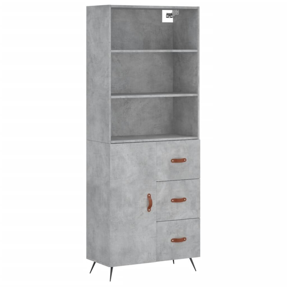 Vidaxl (Concrete Grey, 1 Door 3 Drawers) Highboard Sideboard Storage Cabinet Cupboard Cabinet Engineered Wood
