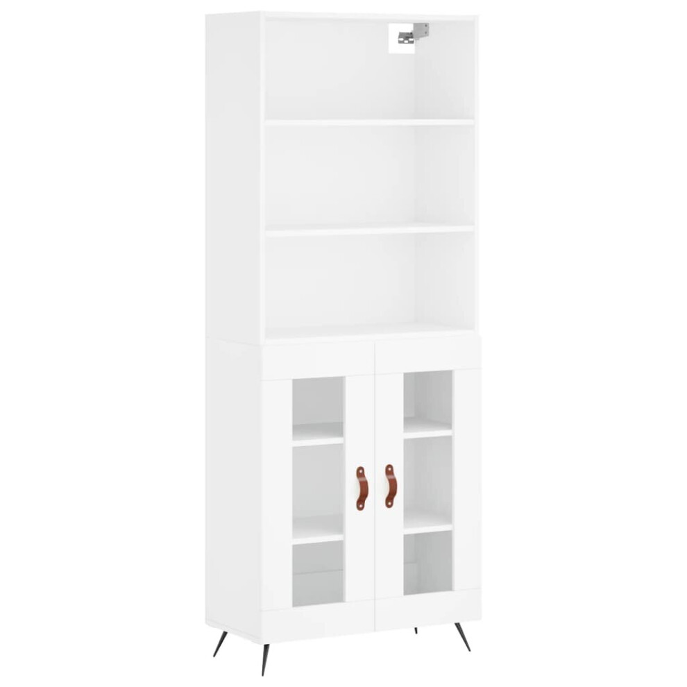 (white, 2 glass doors) vidaXL Highboard Sideboard Storage Cabinet High Gloss White Engineered Wood