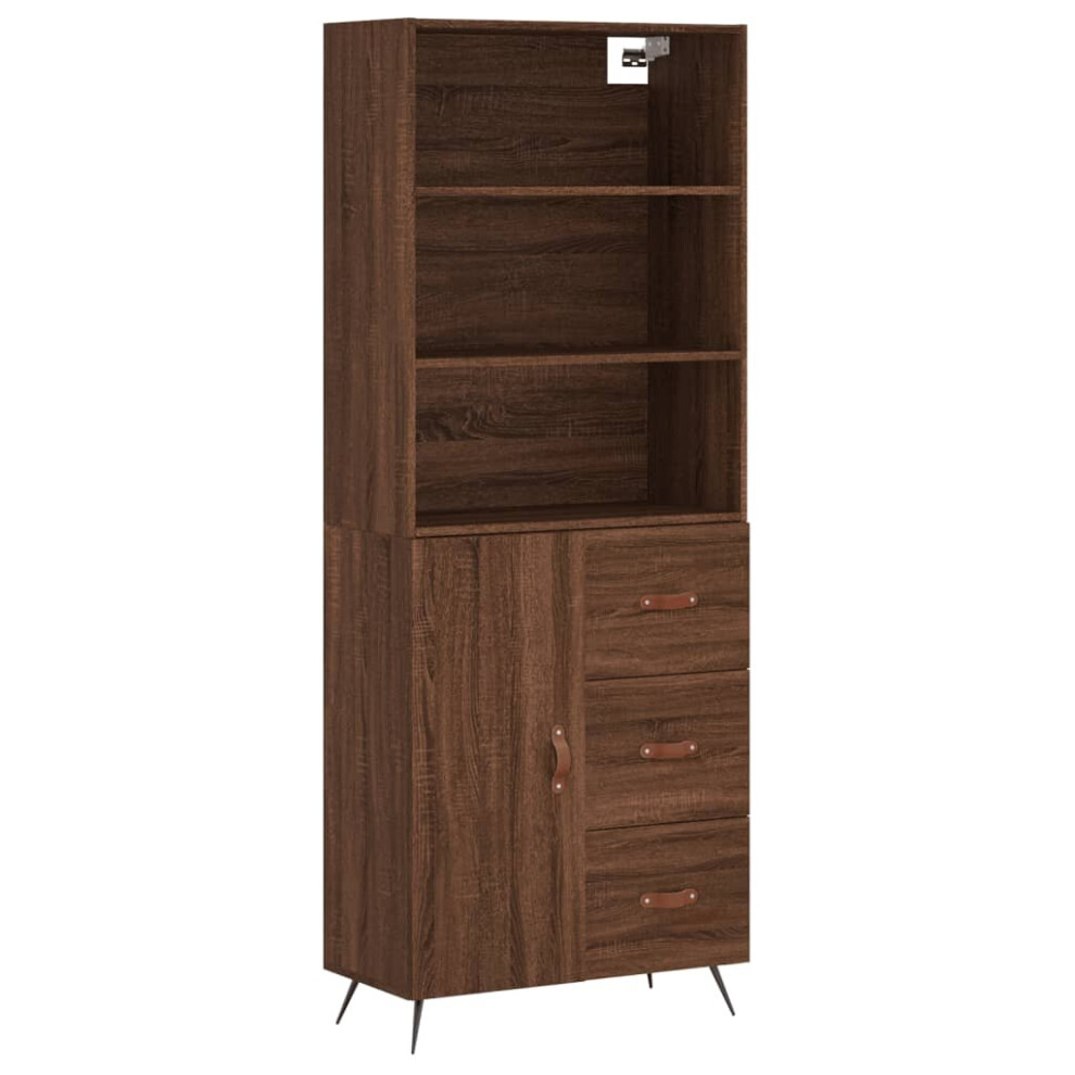 (brown oak, 1 door 3 drawers) vidaXL Highboard Sideboard Storage Cabinet High Gloss White Engineered Wood