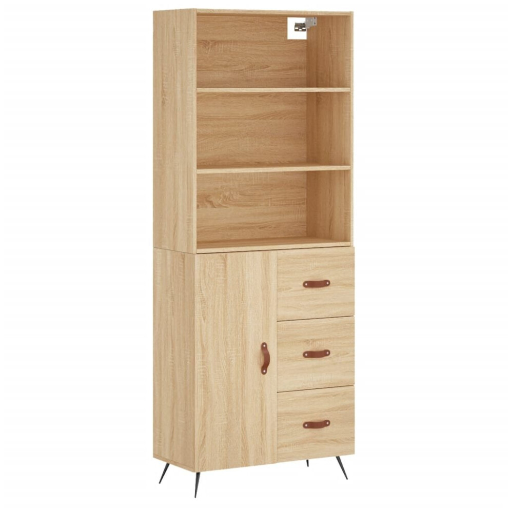 (sonoma oak, 1 door 3 drawers) vidaXL Highboard Sideboard Storage Cabinet High Gloss White Engineered Wood