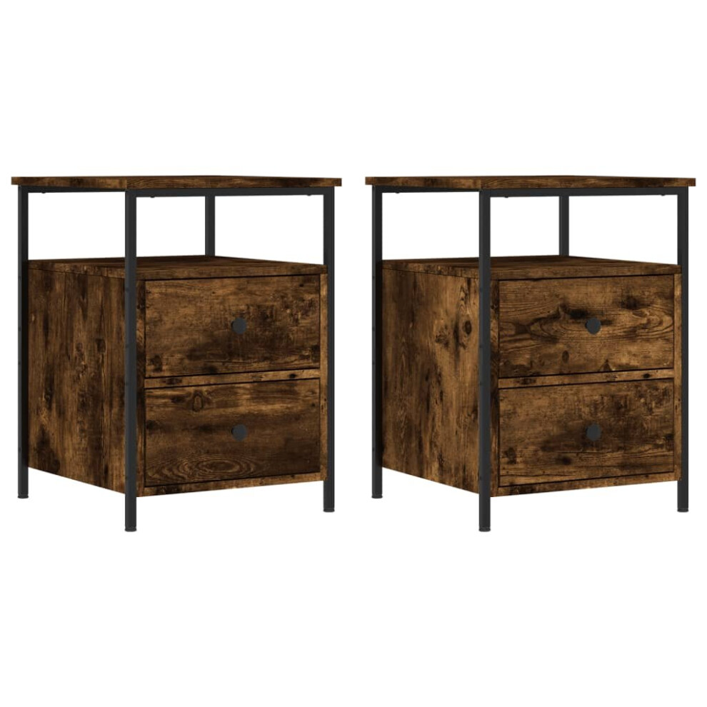 (smoked oak) vidaXL Bedside Cabinets Nightstand Bed Table 2 pcs Sonoma Oak Engineered Wood