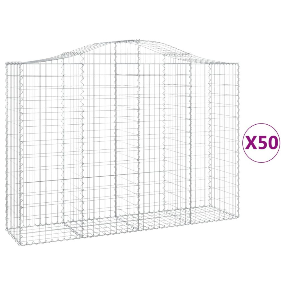 Vidaxl (50 Pcs, 200 X 50 X 140/160 Cm) Arched Gabion Basket Stone Basket Gabion Retaining Wall Galvanised Iron
