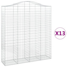 vidaXL Gabionen mit Hochbogen 13Stk. 200x50x220/240cm Verzinktes Eisen