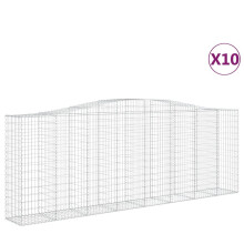 vidaXL Gabionen mit Hochbogen 10 Stk 400x50x140/160cm Verzinktes Eisen