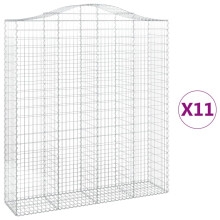 vidaXL Gabionen mit Hochbogen 11Stk. 200x50x220/240cm Verzinktes Eisen