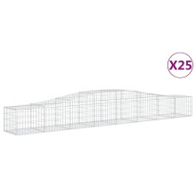 vidaXL Gabionen mit Hochbogen 25 Stk. 400x50x40/60cm Verzinktes Eisen