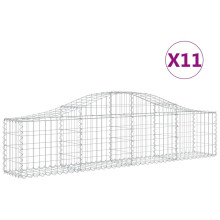 vidaXL Gabionen mit Hochbogen 11 Stk. 200x30x40/60 cm Verzinktes Eisen