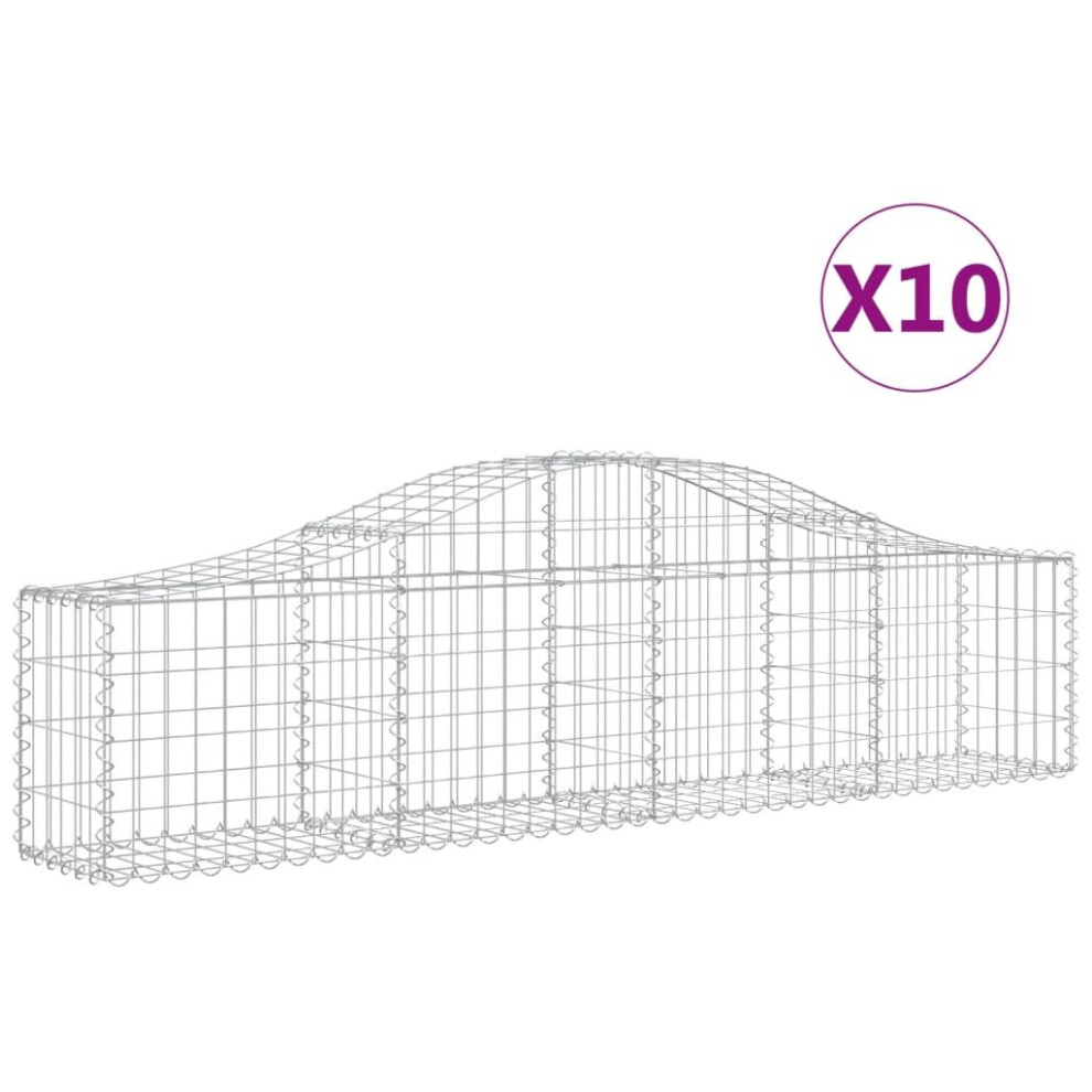 (10 pcs, 200 x 30 x 40/60 cm) vidaXL Arched Gabion Basket Stone Basket Gabion Retaining Wall Galvanised Iron