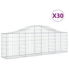 vidaXL Gabionen mit Hochbogen 30 Stk. 200x30x60/80 cm Verzinktes Eisen