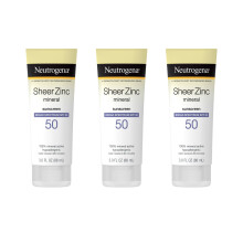 Neutrogena Sheer Zinkoxid Dry-Touch Mineral Solcreme Lotion Bredspektrum SPF 50 UVA/UVB Beskyttelse Vandafvisende Hypoallergen og ikke-fedtet Par