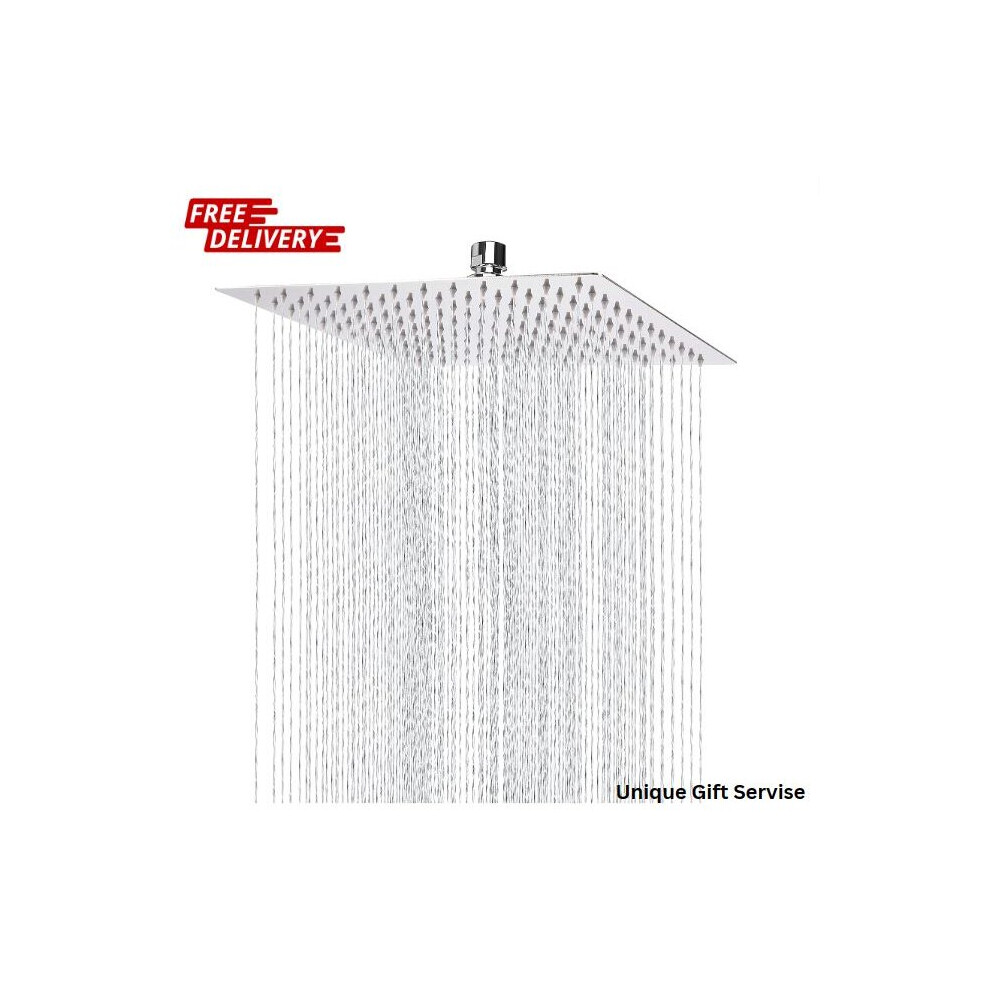 10" Large Rain Shower Head, Square High Pressure Shower Head Stainless 715663471479