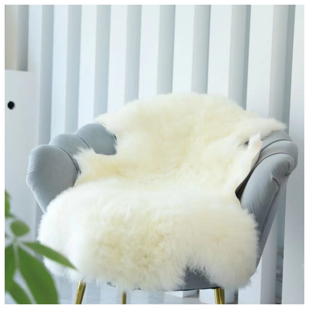 (L) Super Warm Ivory Sheepskin Rug Luxury Throw Eco Pelt