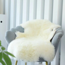 (XL) Super Warm Ivory Sheepskin Rug Luxury Throw Eco Pelt