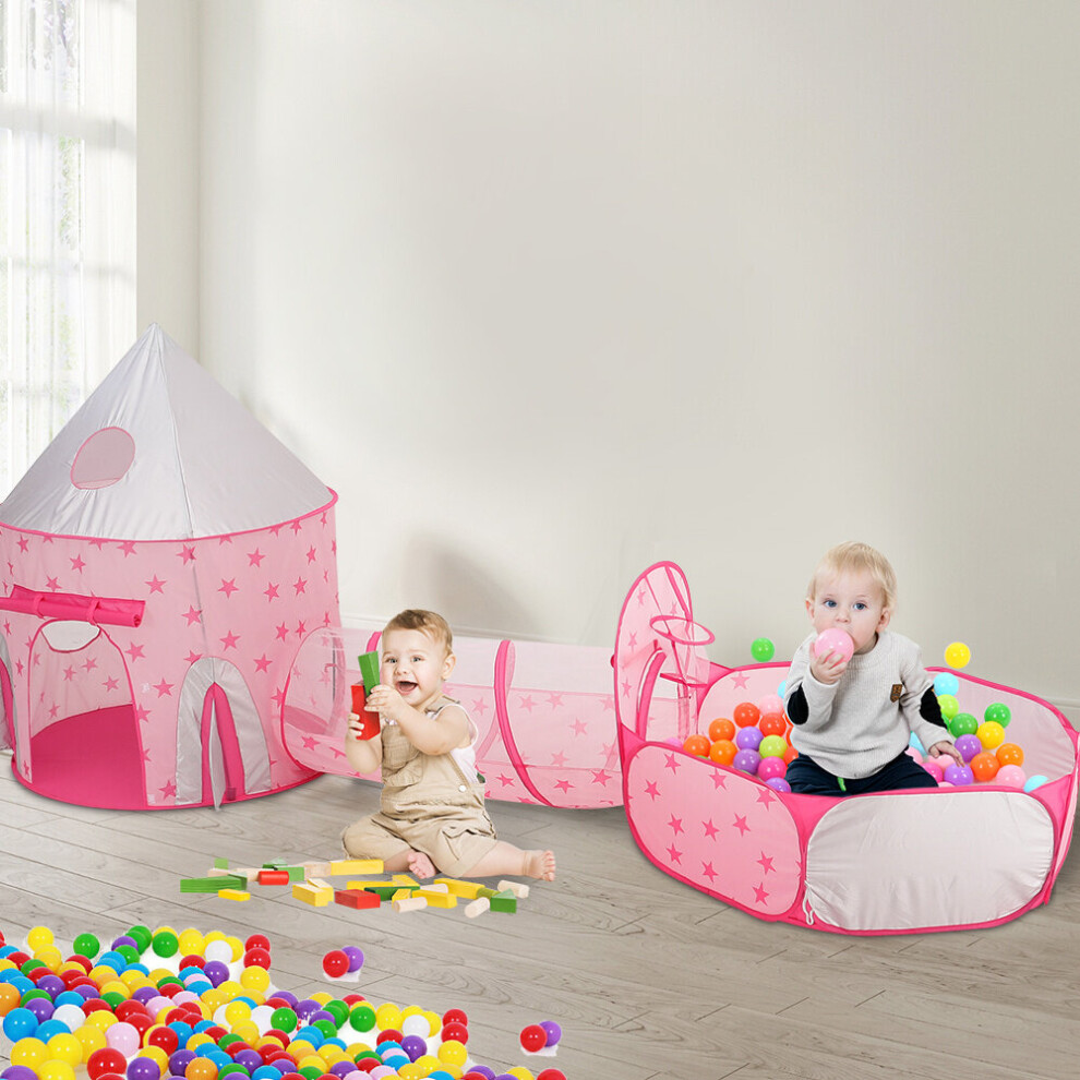 Kids Pop-Up Play Tent, Tunnel & Ball Pit Set - Safe Non-Toxic Polyester, Foldable Indoor/Outdoor Fun for Ages 3-6-image-OPC-PCC758J-NEW