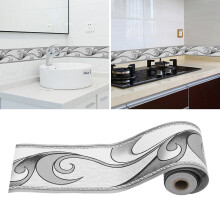 PVC Silver Grey Prepasted Wallpaper Border Roll 10M