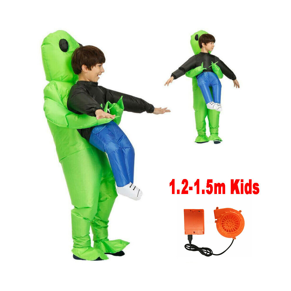 Xhsc Kids Halloween Inflatable Costume Blow Up Suits Alien Carrying Human Green