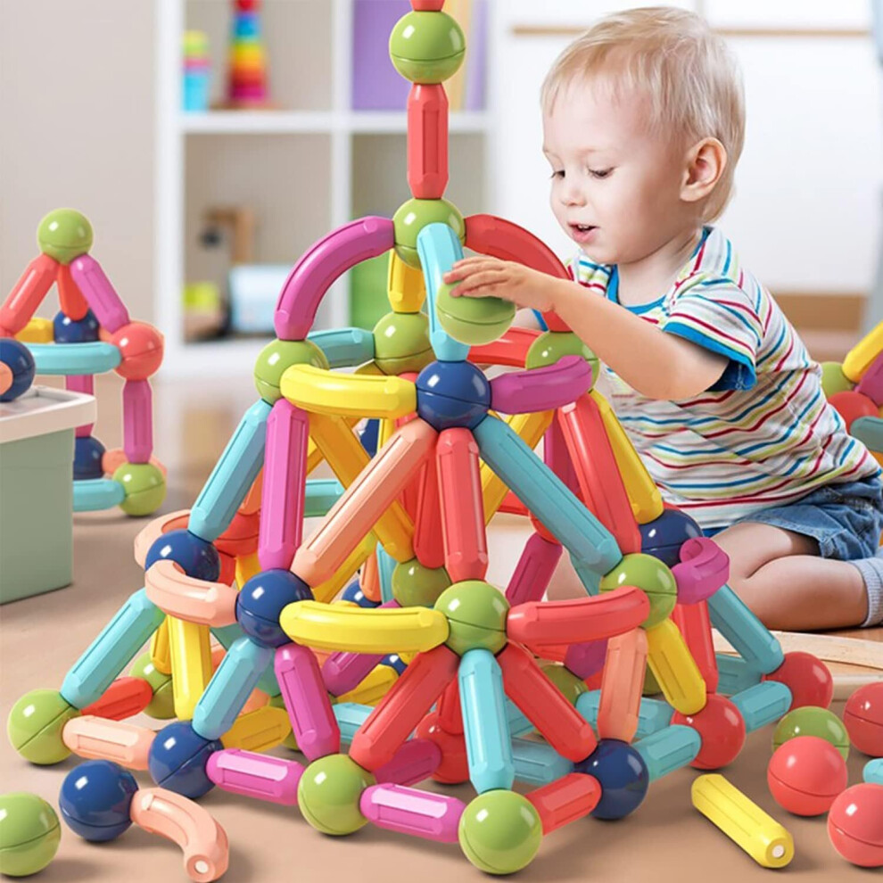 64 Kids Magnetic Construction Set Magnetic Balls Stick Building Blocks