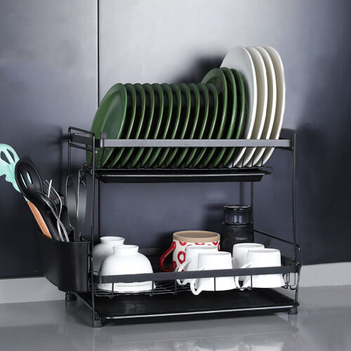 Living And Home 2 Tier Dish Drying Rack with Drainboard 1