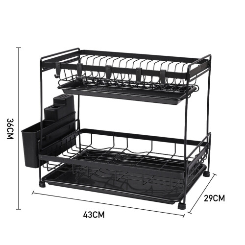 Living And Home 2 Tier Dish Drying Rack with Drainboard 2