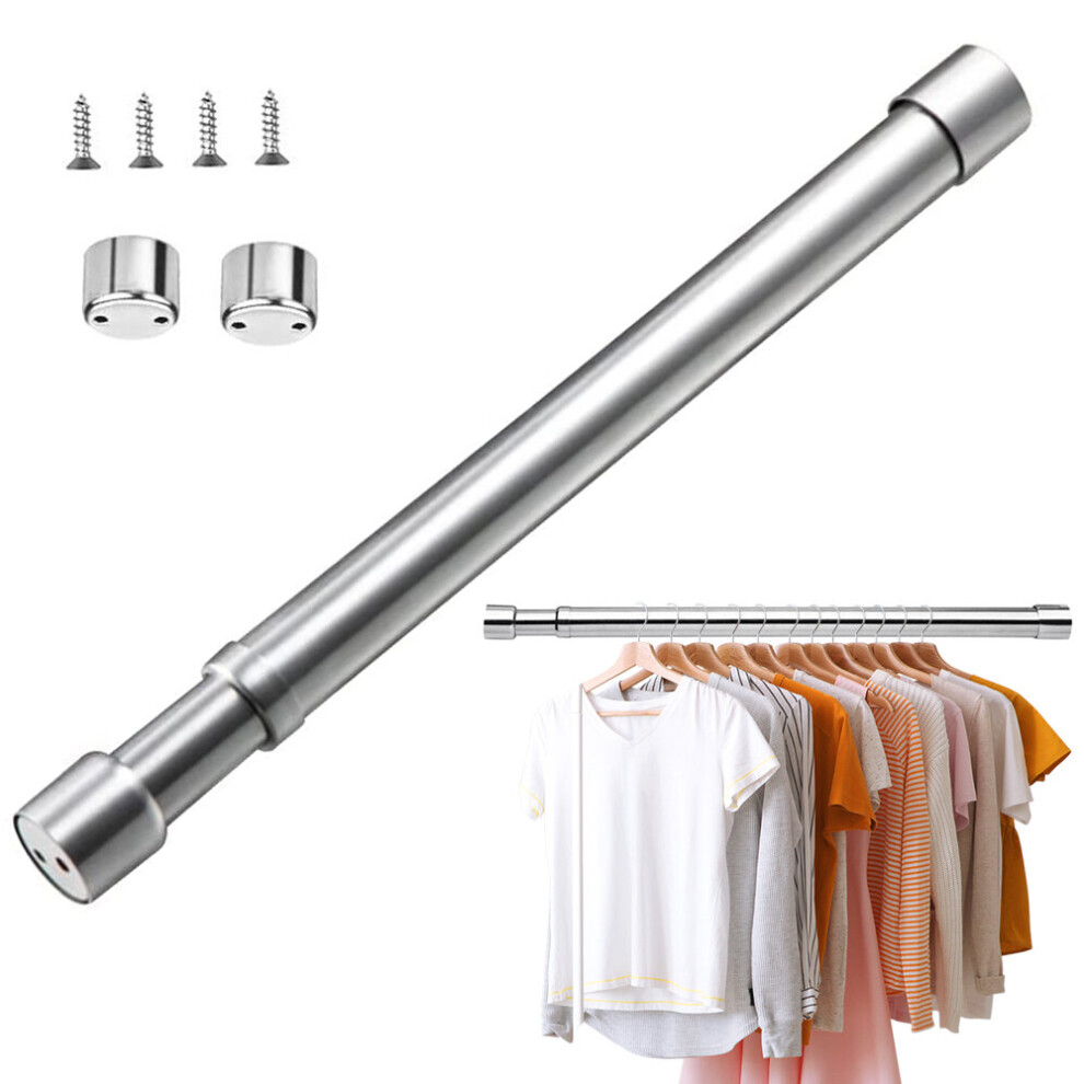 Extendable Wardrobe Rod Stainless Steel Rail Tube Clothes Hanging Pole