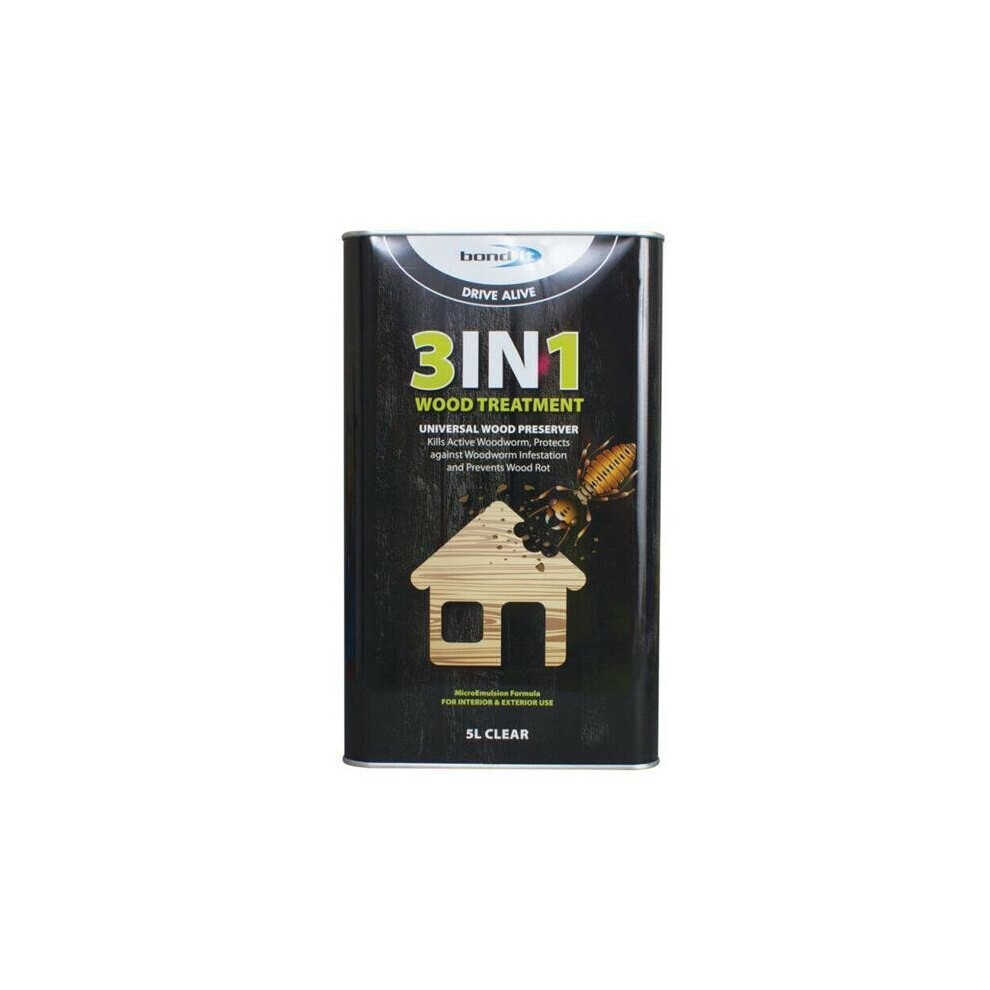 3 in 1 5L Clear Wood Treatment Preservative  Wood Worm Trades Build