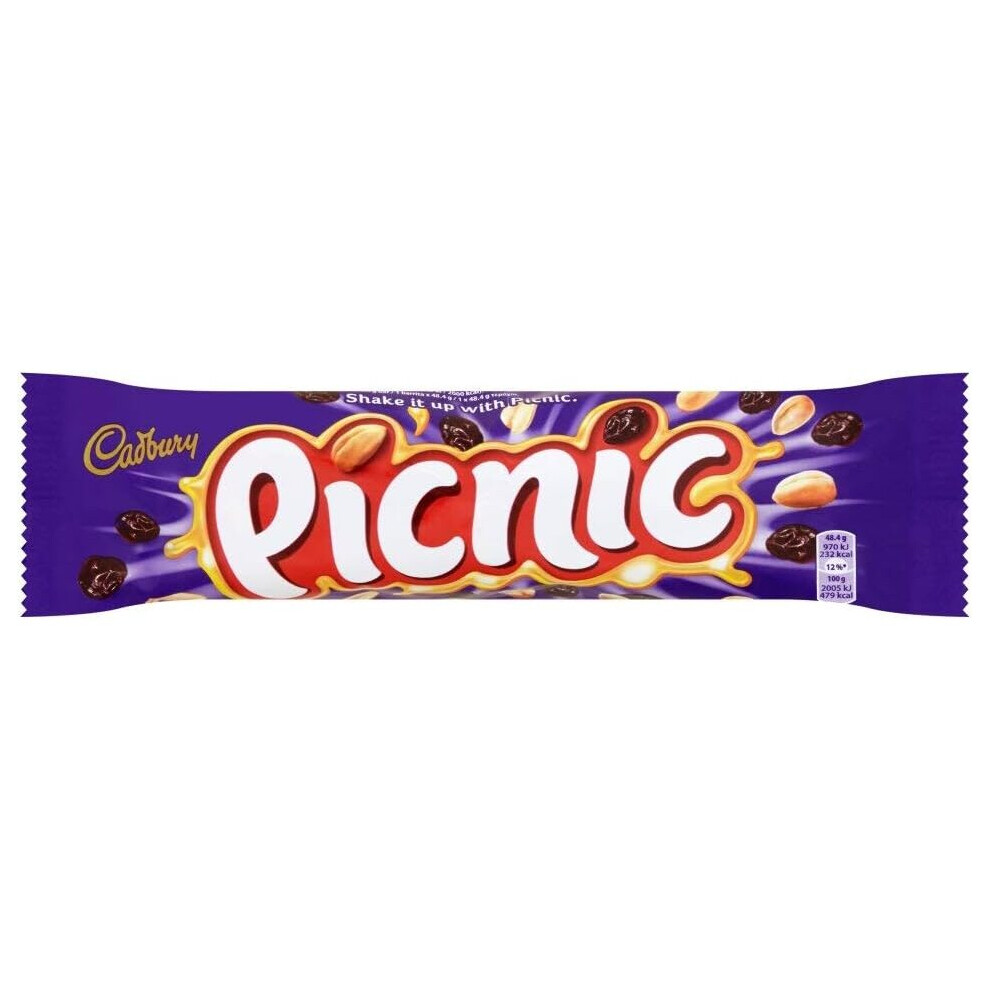 Cadbury Picnic Bar Peanut Caramel & Raisin 48g (Pack of 36)