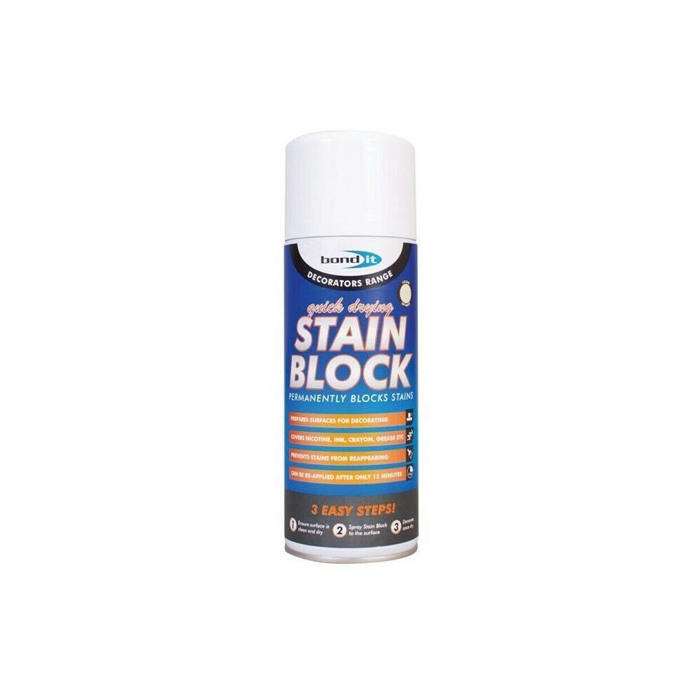 Bond It Stain Block Aerosol Spray Paint  Rust & Mould Marks - 400ml