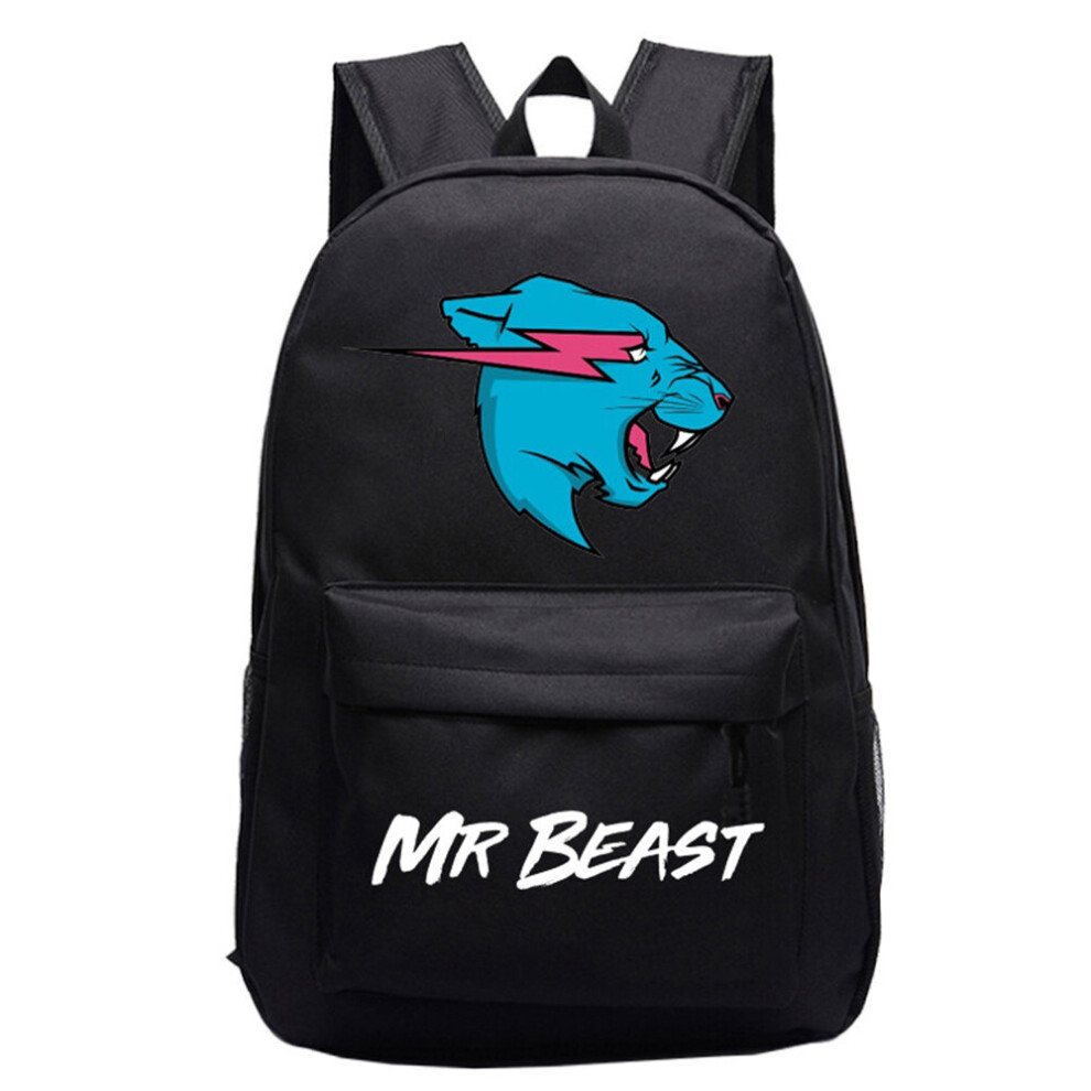 (Black) Mr Beast Print Galaxy Backpack Kids Boys Girls Student Book School Bag Travel Large Capacity Rucksack