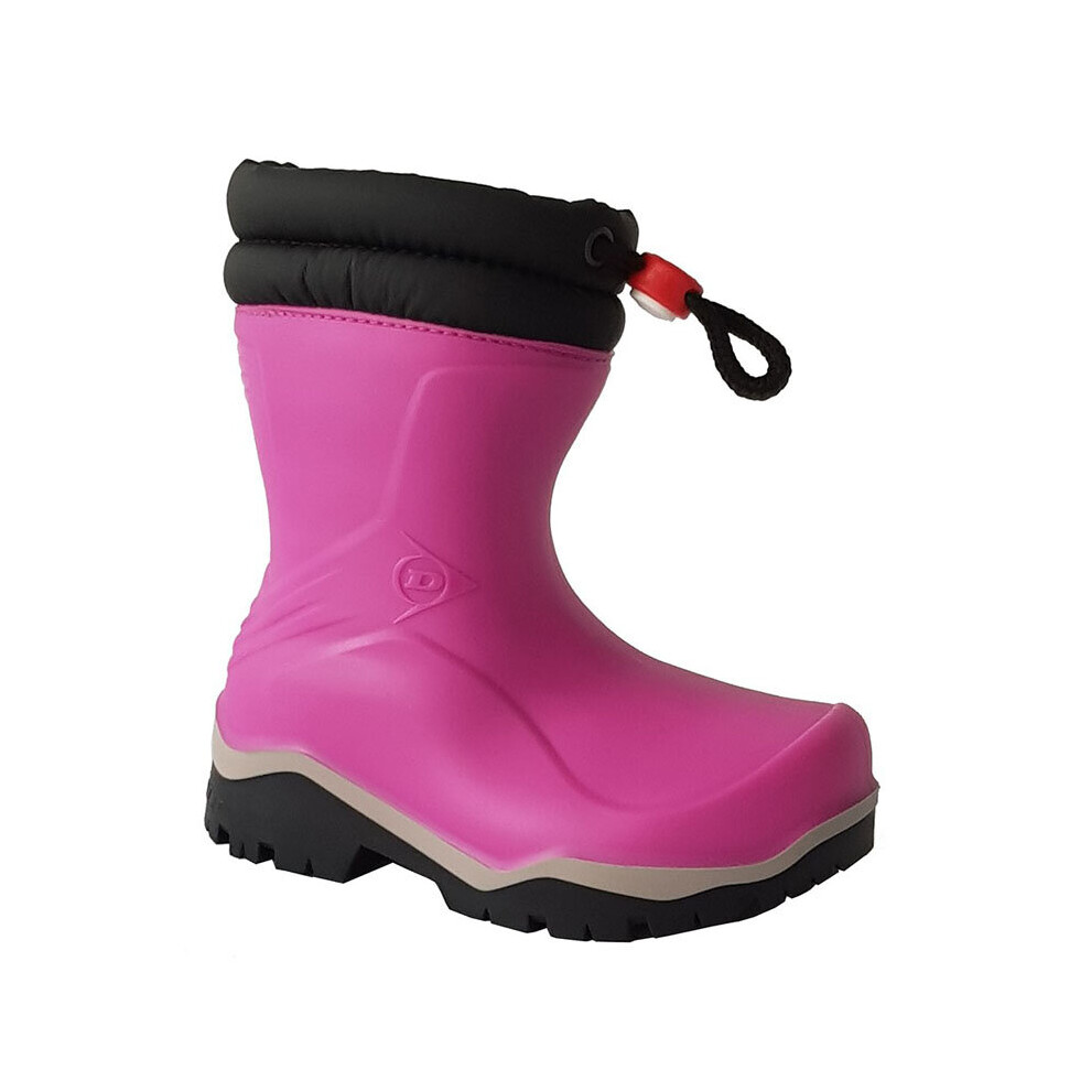 (28 UK) Girls Dunlop Toggle Tie Top Wellingtons Pink