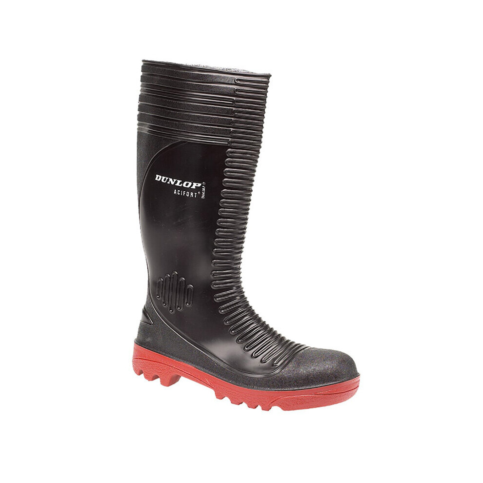 (10 UK) Mens Dunlop ACIFORT RIBBED FULL SAFETY Wellingtons Black