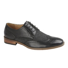 (8 UK) Mens Goor 4 Eye Brogue Gibson Shoe Black