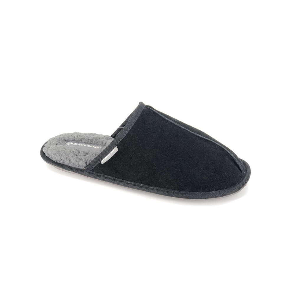 (10 UK) Mens Dunlop Suede Slippers Black