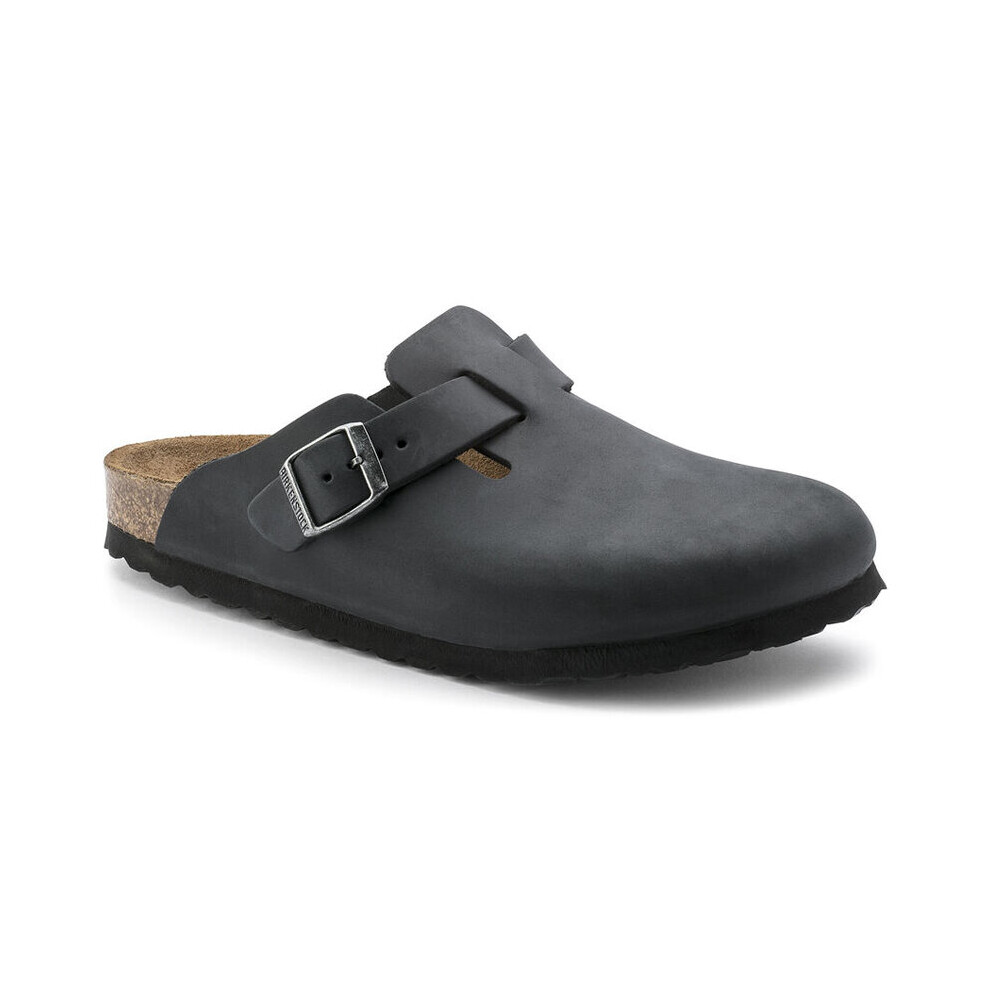 (10.5 UK) Unisex Birkenstock Leather Clogs Black Regular fit