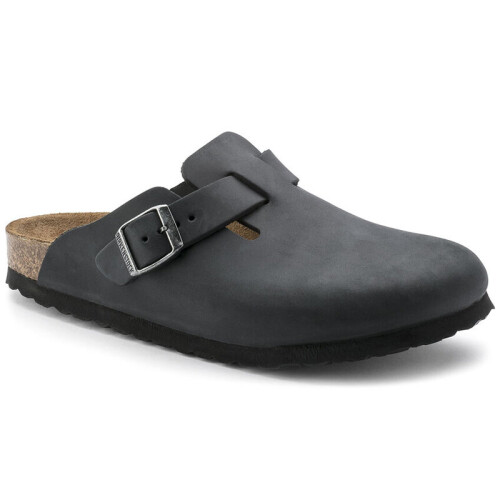 Birkenstock (9 UK) Unisex Birkenstock Leather Clogs Black Regular fit