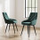 Living And Home (Green) 2pcs Velvet Metal Legs Button Upholstered Dining Chairs 1
