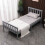 Westwood (Single, Grey) WestWood Single Double King Bed Solid Pine Frame Bedroom Footboard Grey White 1