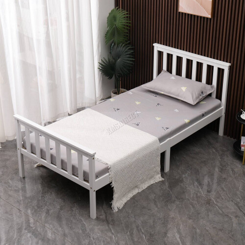 Westwood (Single, White) WestWood Single Double King Bed Solid Pine Frame Bedroom Footboard Grey White