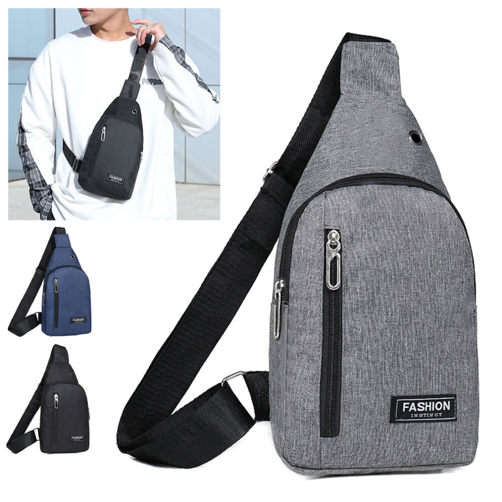 (Black) Mens Womens Zipper Outdoor Travel Sport Chest Bag Fashion Hiking Crossbody Bags Shoulder Sling Backpack Pack