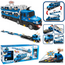 (Police Blue Black) Electronic Truck 2in1 Toy Car Race Track Playset