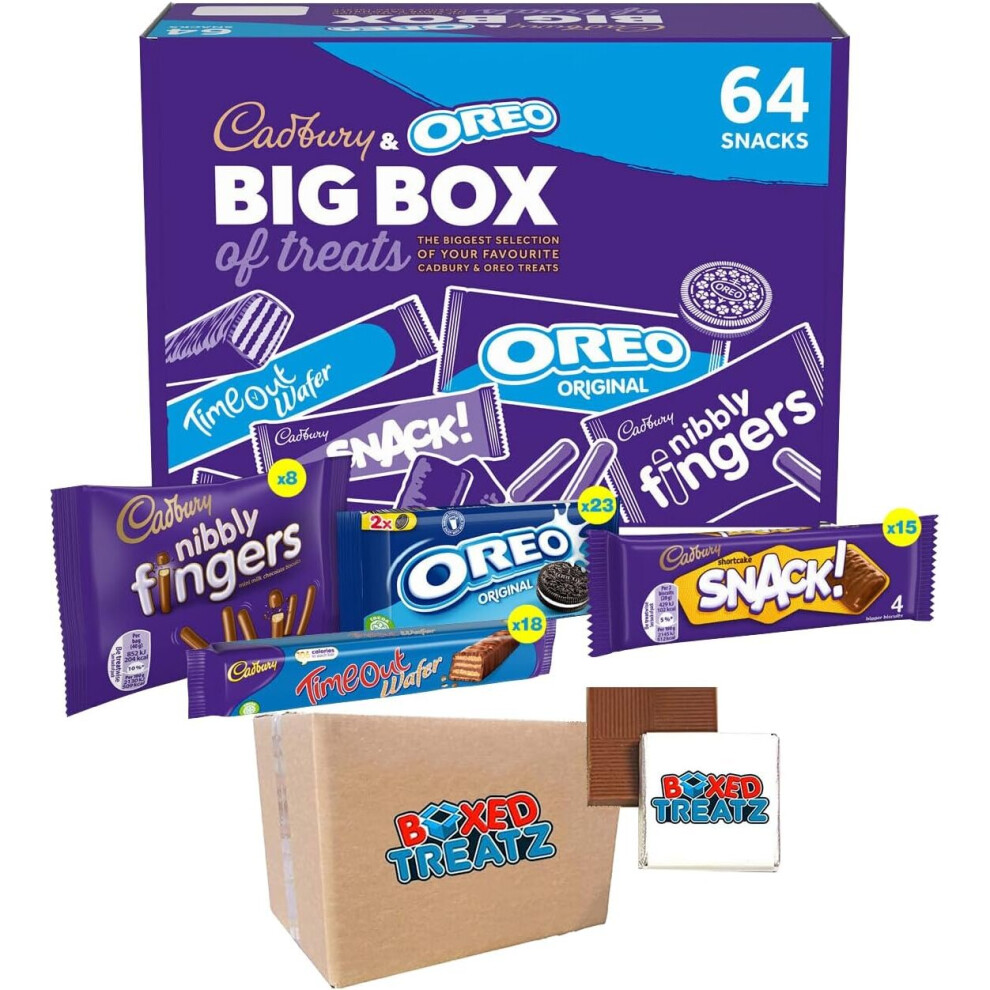 Cadbury & Oreo 64-Snacks Big Box Bundle: Nibbly Fingers, Oreo Original, Time Out Wafer & Snack Variety