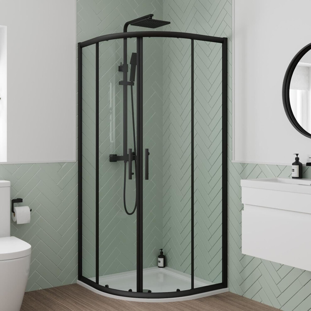 Luxura Quadrant Shower Enclosure 900Mm - 6Mm Black 5056467292347