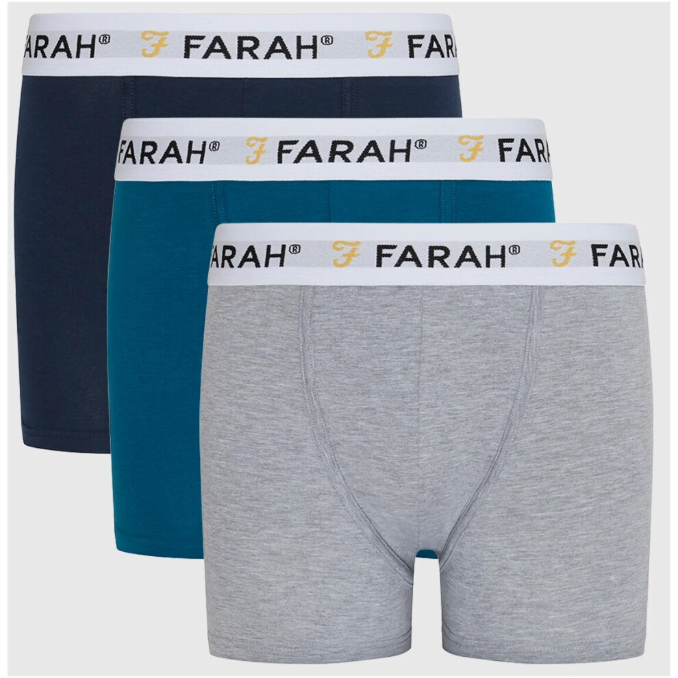 (FAULA, L) Farah Mens Designer Boxer Shorts 3 Pack Set