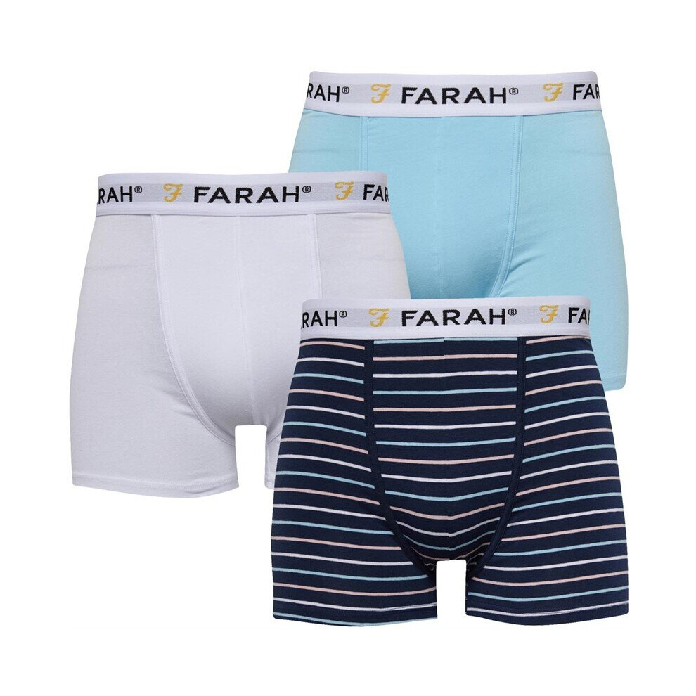 (KADEL, S) Farah Mens Designer Boxer Shorts 3 Pack Set