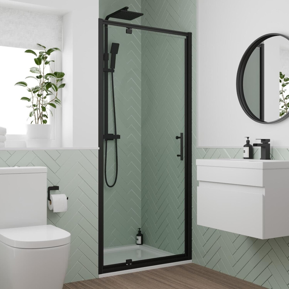 Luxura Pivot Shower Door 900Mm - 6Mm Black 5056467292415