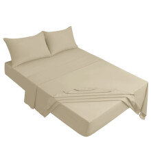 (Beige, King (152 x 200 cm)) Extra Deep 25cm Fitted Sheet Bed Sheets Single Double King Super King Size